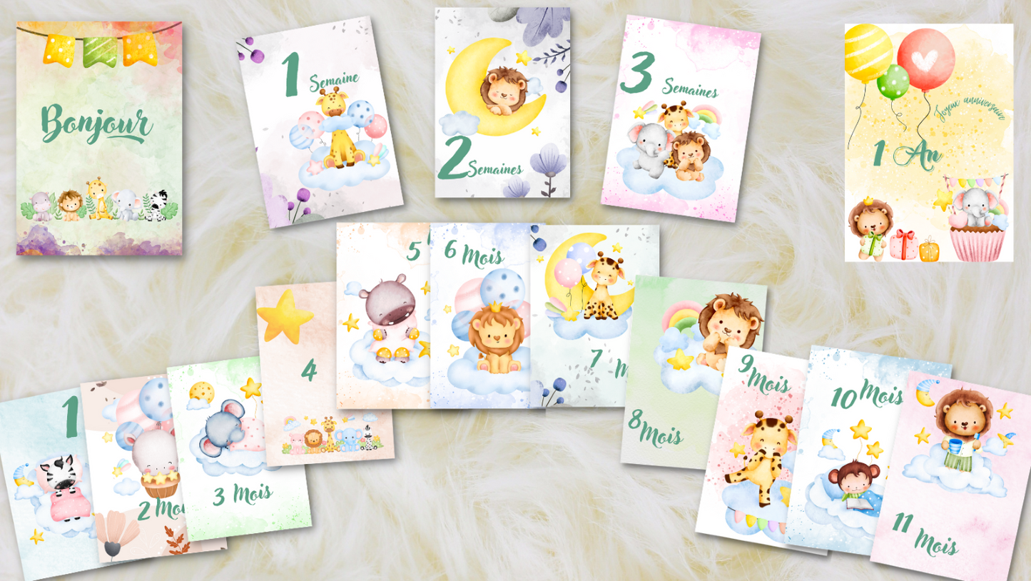 Cartes étapes Bebe- Animaux