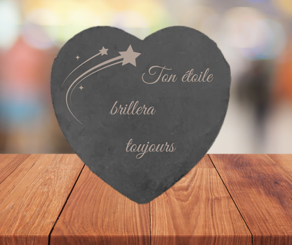 ❤️ Ardoise funéraire en forme de cœur – Motifs Étoiles filantes