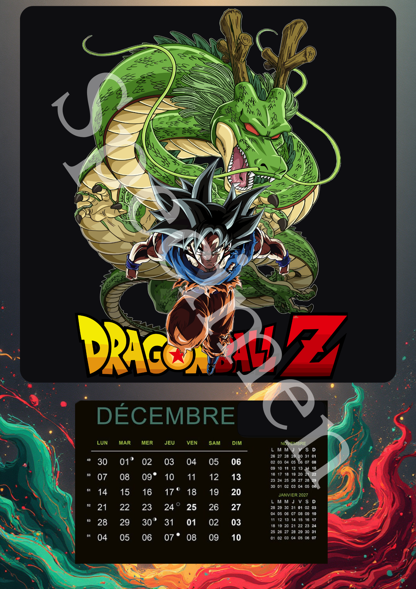 Calendrier Dragon Ball Z 2026 – Version numérique (à imprimer)