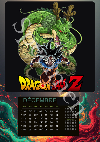 Calendrier Dragon Ball Z 2026 – Version numérique (à imprimer)
