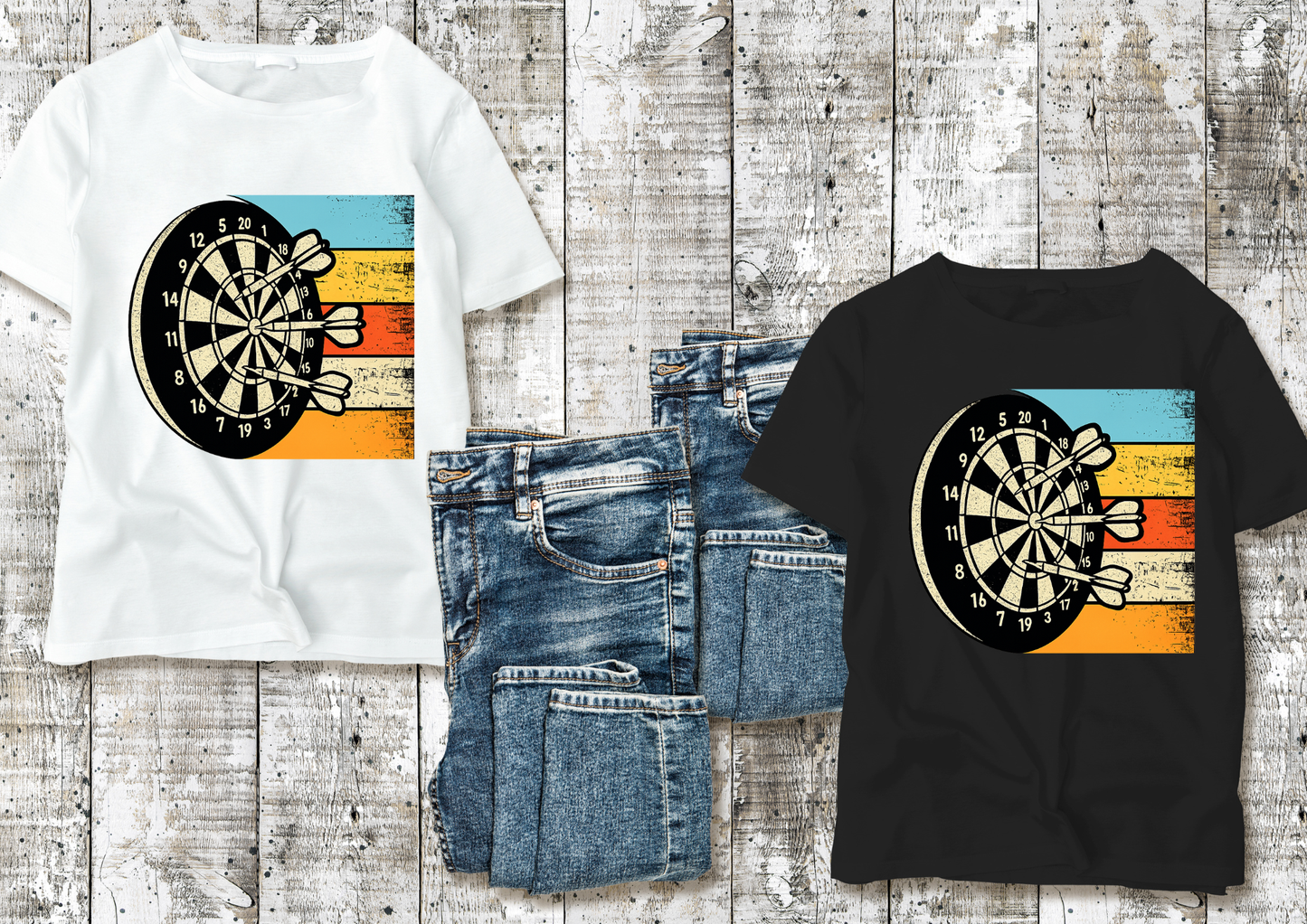 T-shirt Fléchettes Vintage – Cible de Darts Rétro