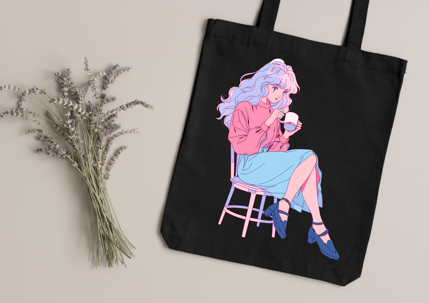 Tote Bag Retro Anime Nostalgia – 61 modèles au choix – Noir ou Blanc