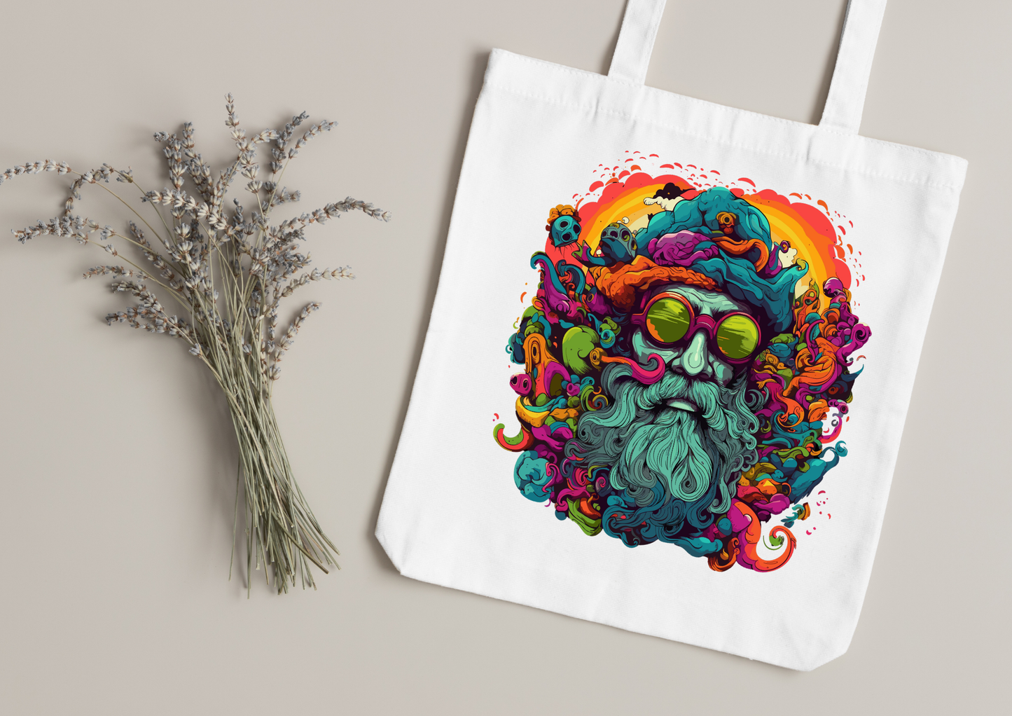 Tote Bag Psychedelic Designs – 100 modèles au choix – Noir ou Blanc