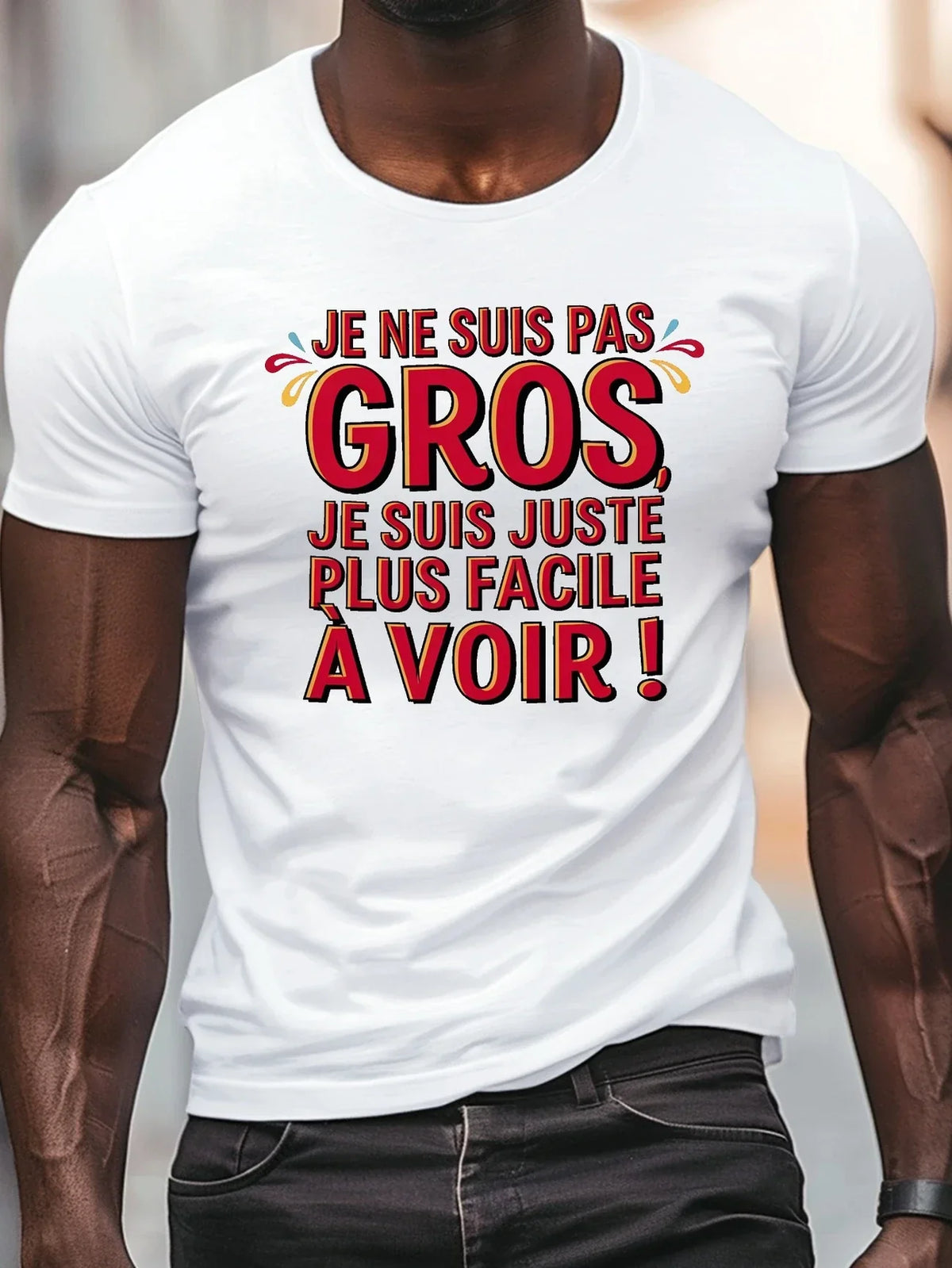 😂 T-shirt Humour – Je ne suis pas gros, je suis plus facile à voir !