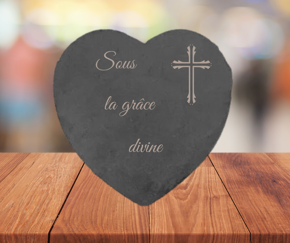 ❤️ Ardoise funéraire en forme de cœur – Motifs  Croix