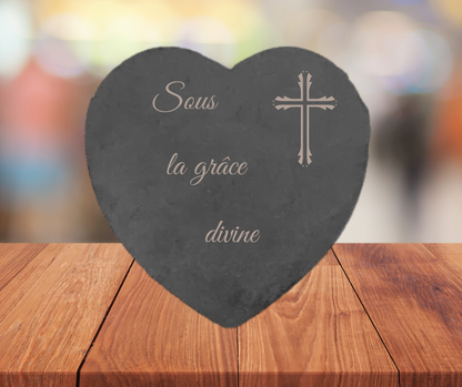 ❤️ Ardoise funéraire en forme de cœur – Motifs  Croix