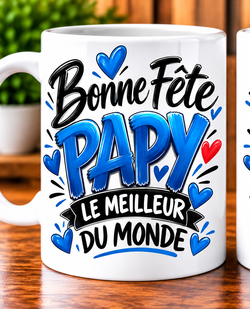 Mug Bonne Fête Papy – Le meilleur du monde – Blanc