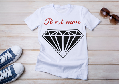 💎🍺 T-shirt Duo Couple – « Il est mon Diamant / Elle est ma Bière »