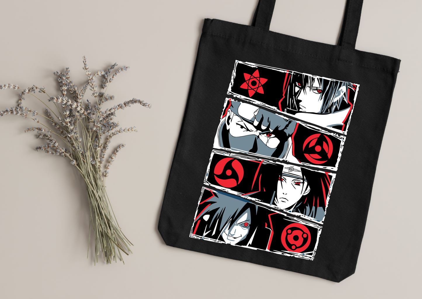 Tote Bag Anime – 104 modèles au choix – Noir