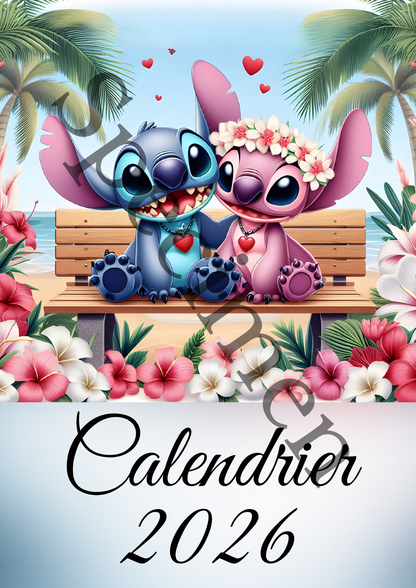 Calendrier Stitch 2026 – Version numérique (à imprimer)