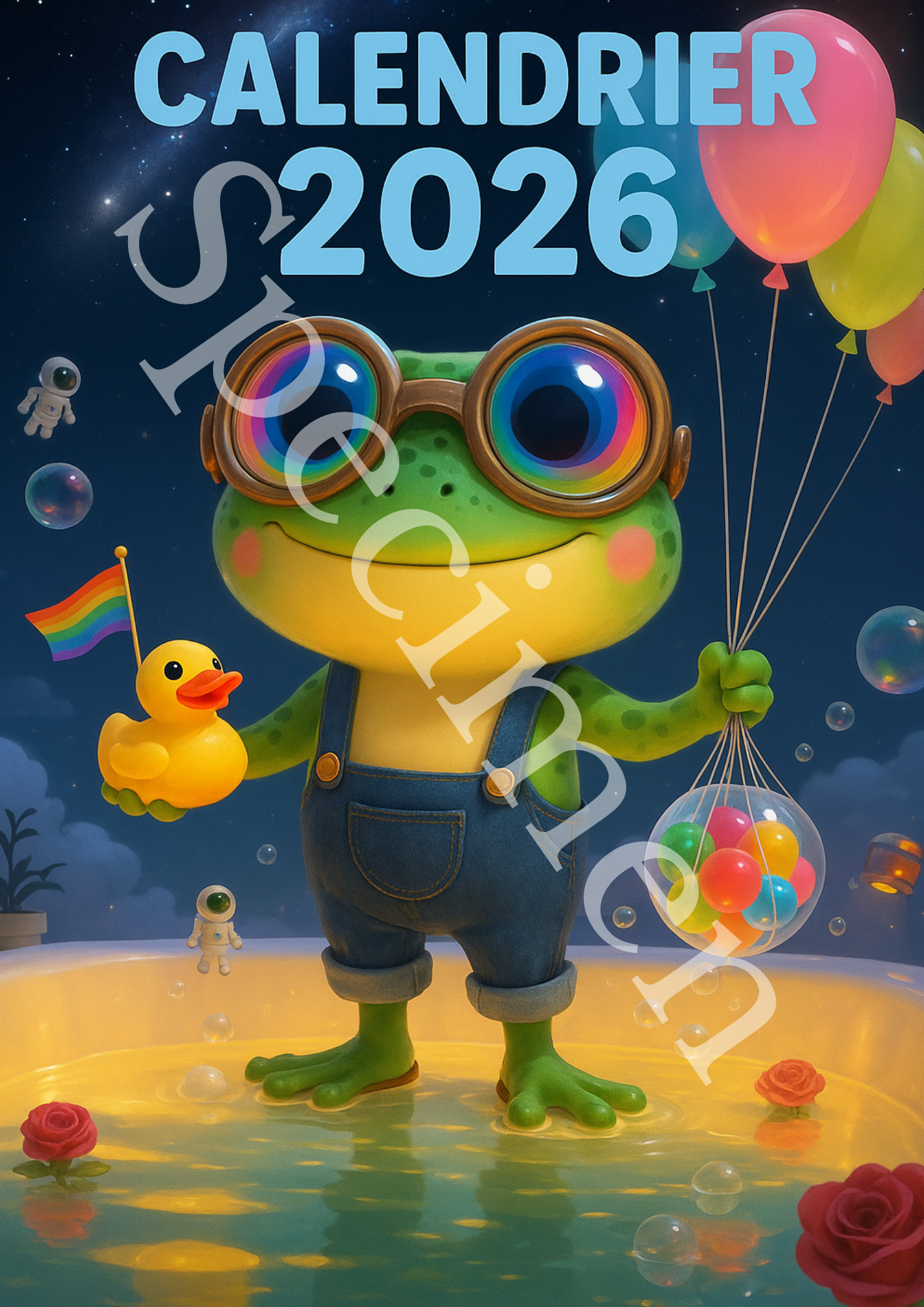 🗓️ Calendrier 2026 Grenouille – Illustrations Mignonnes et Colorées 🐸