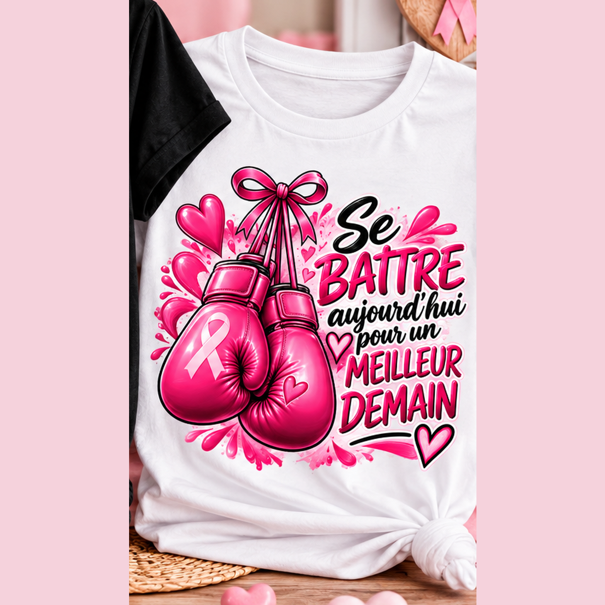 T-shirt Octobre Rose – Se battre aujourd’hui pour un meilleur demain – Blanc