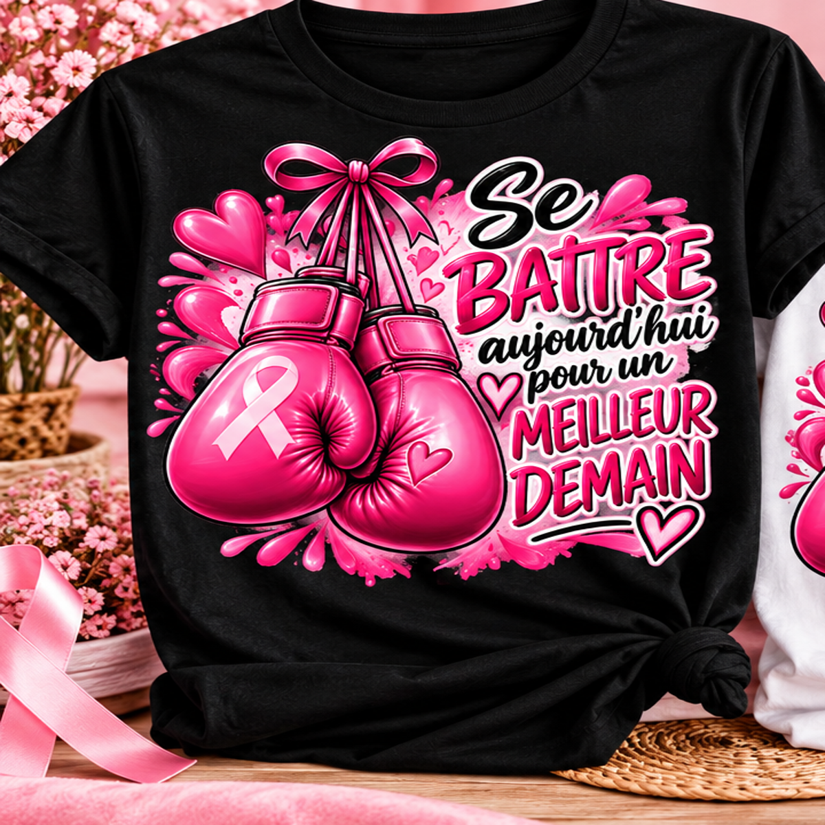 T-shirt Octobre Rose – Se battre aujourd’hui pour un meilleur demain – Noir