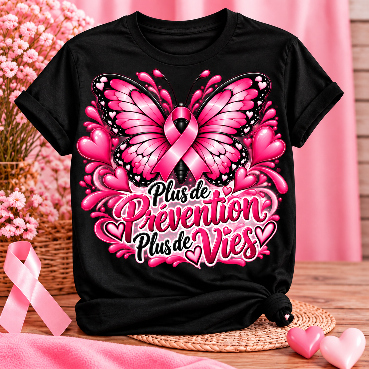 T-shirt Octobre Rose – Plus de prévention, plus de vies