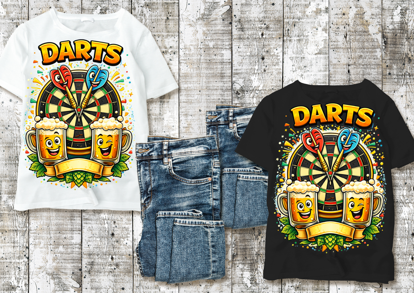 🎯 T-shirt DARTS – Ambiance fléchettes & apéro