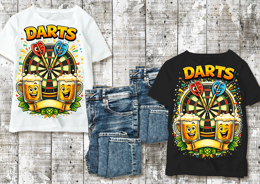 🎯 T-shirt DARTS – Ambiance fléchettes & apéro