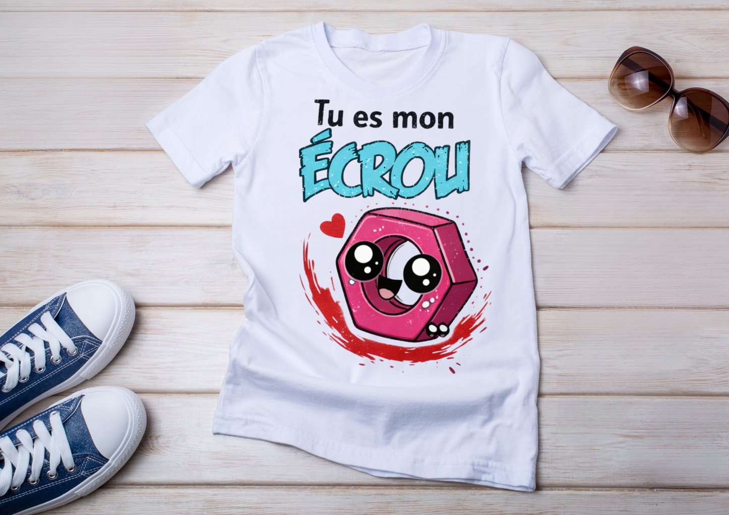 🖤🤍 DUO T-SHIRTS COUPLE – « TU ES MON ÉCROU / TU ES MA VIS