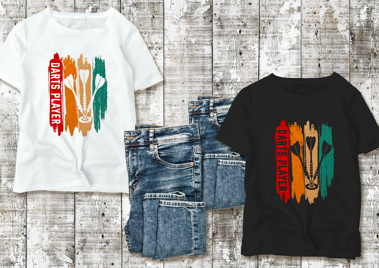 T-shirt Homme – Darts Player Vintage Multicolore 🎯