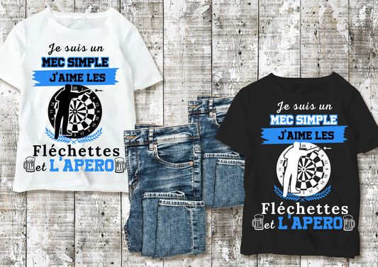 T-shirt Homme – Je suis un mec simple, j’aime les fléchettes et l’apéro