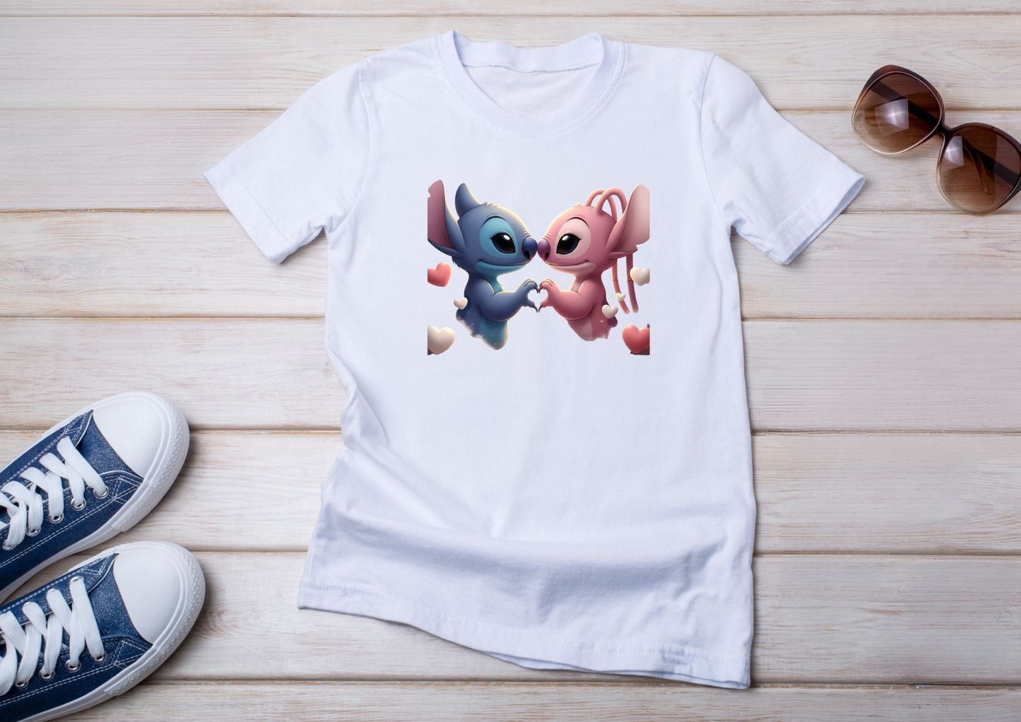 💙💗 T-shirts Couple Stitch & Angel – Amour & Câlins en Style