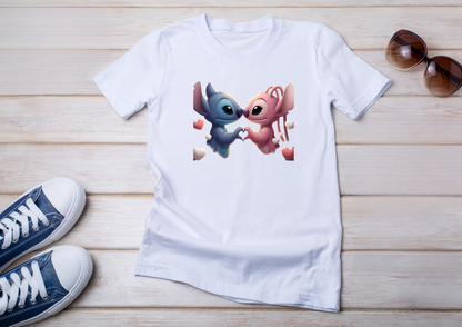 💙💗 T-shirts Couple Stitch & Angel – Amour & Câlins en Style