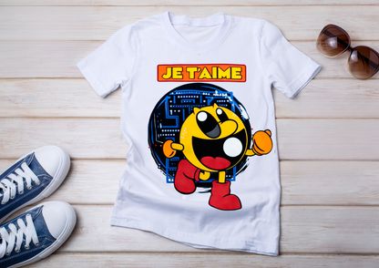 T-shirt Je t’aime personnage jaune gaming rétro