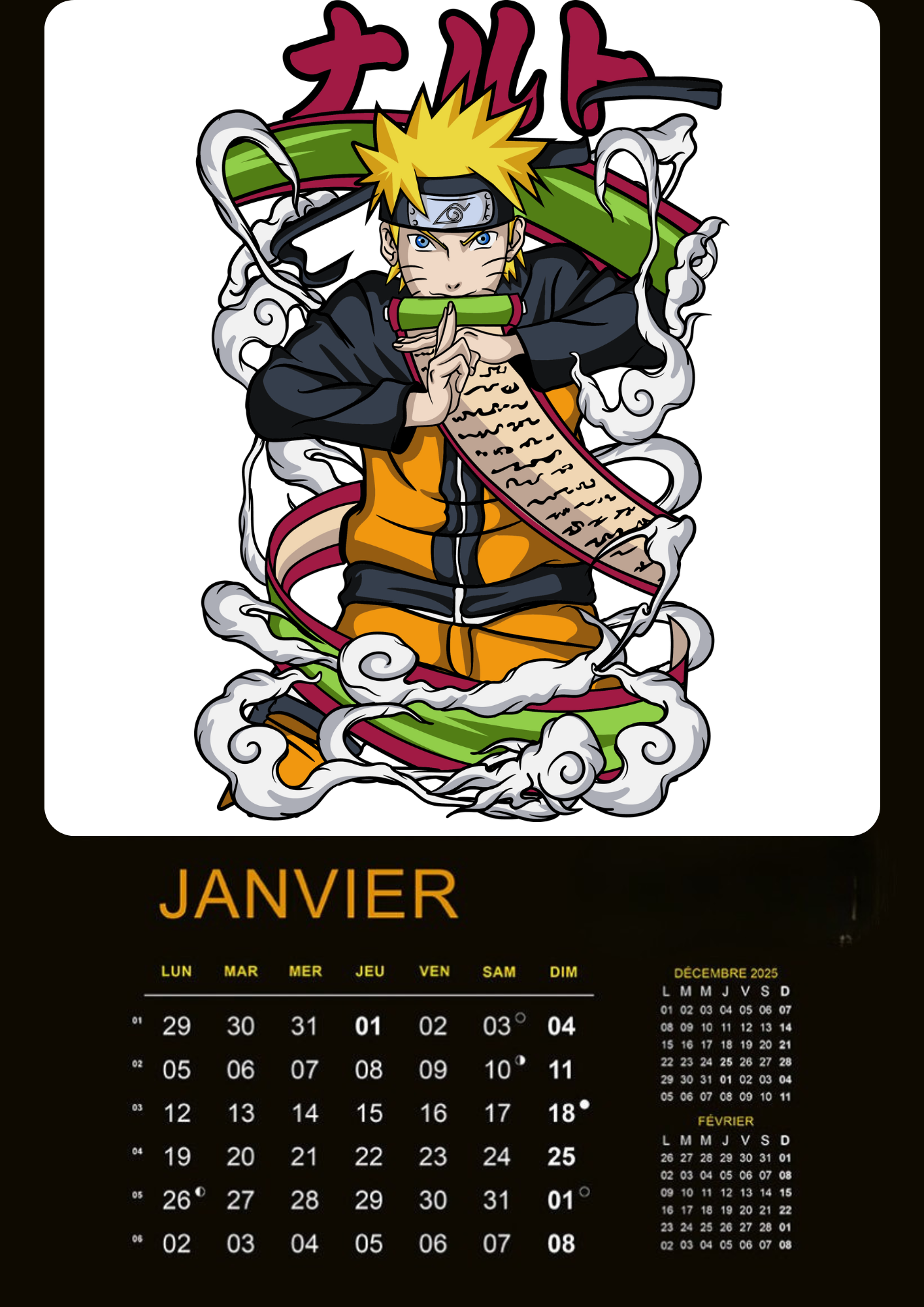 Calendrier Naruto 2026 – Édition Collector