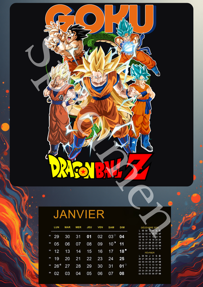 Calendrier Dragon Ball Z 2026 – Version numérique (à imprimer)