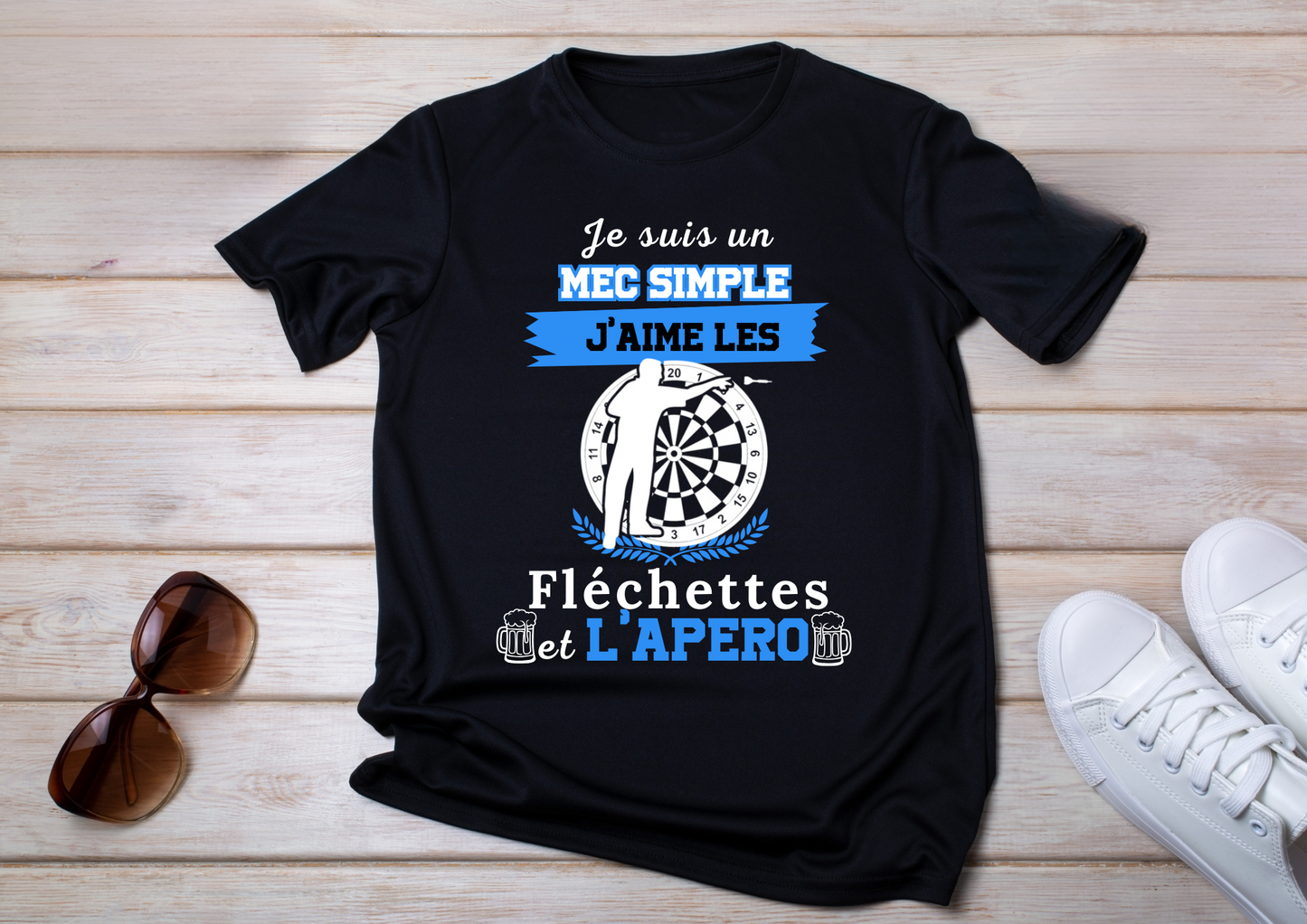 T-shirt Homme – Je suis un mec simple, j’aime les fléchettes et l’apéro