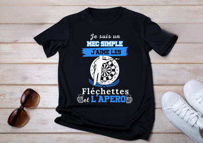 T-shirt Homme – Je suis un mec simple, j’aime les fléchettes et l’apéro