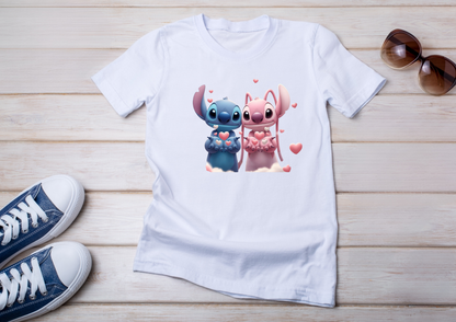 💙💗 T-shirts Couple Stitch & Angel – Amour & Câlins en Style