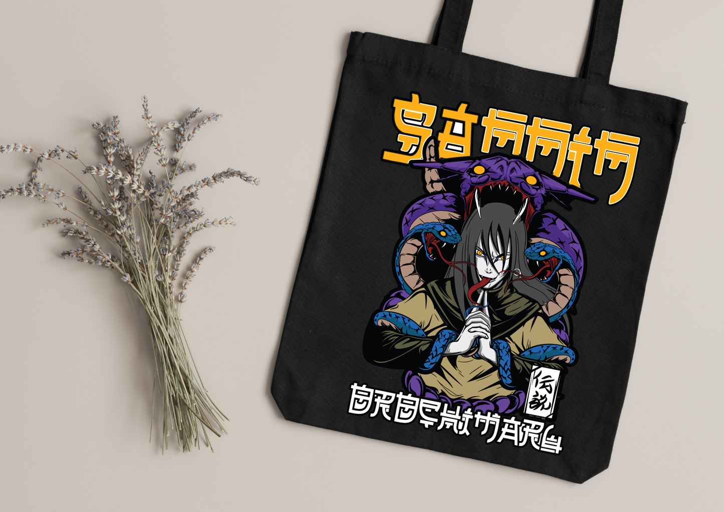 Tote Bag Anime – 104 modèles au choix – Noir