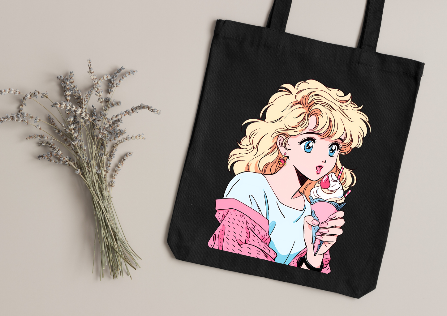 Tote Bag Retro Anime Nostalgia – 61 modèles au choix – Noir ou Blanc