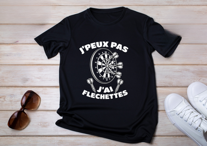 T-shirt humour fléchettes – “J’peux pas j’ai fléchettes”