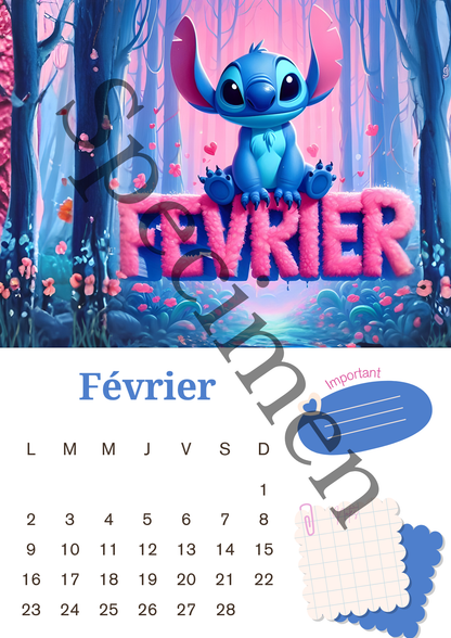 Calendrier Stitch 2026 – Version numérique (à imprimer)