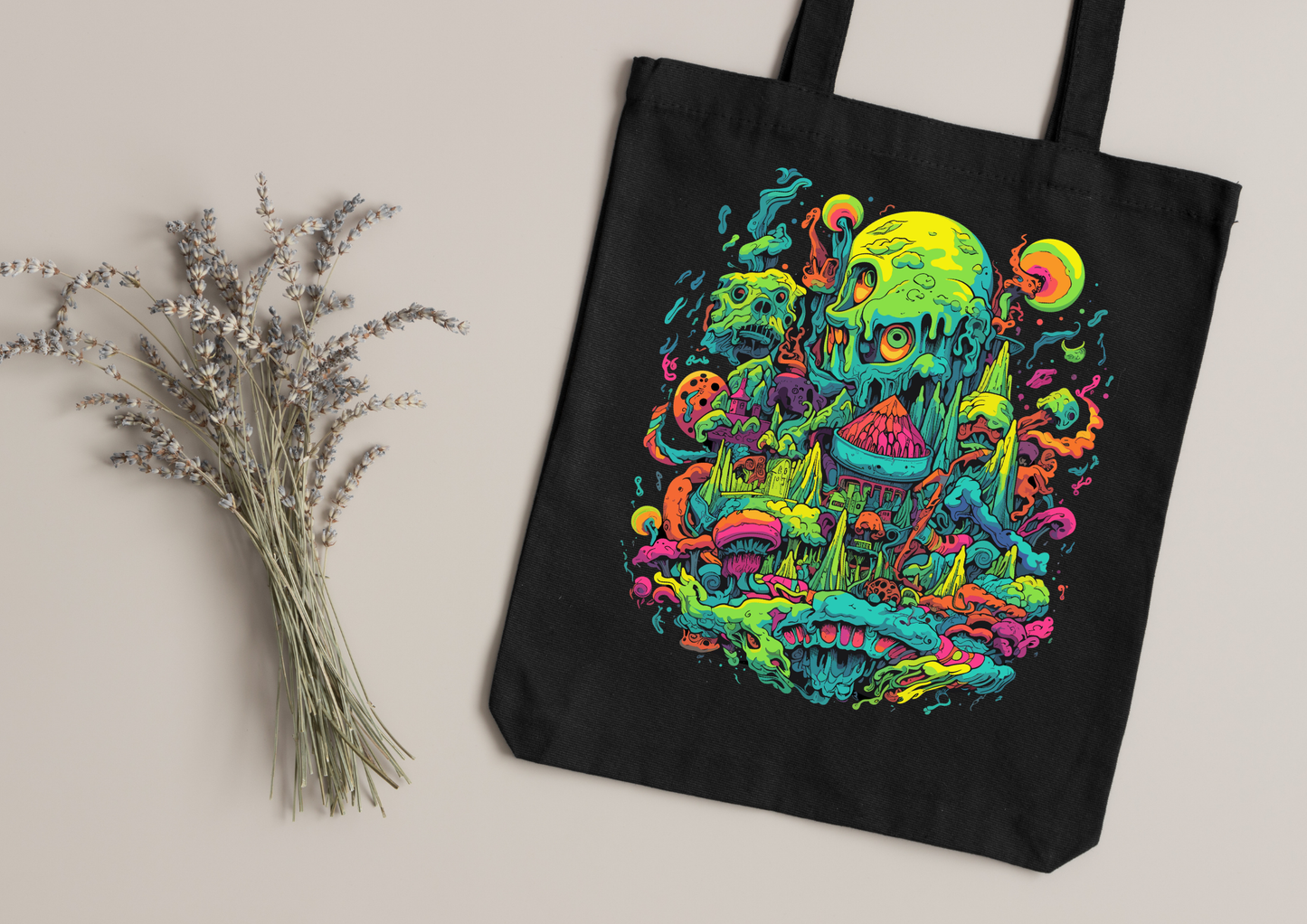 Tote Bag Psychedelic Designs – 100 modèles au choix – Noir ou Blanc