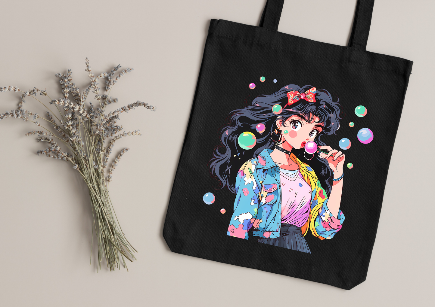 Tote Bag Retro Anime Nostalgia – 61 modèles au choix – Noir ou Blanc