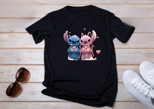 💙💗 T-shirts Couple Stitch & Angel – Amour & Câlins en Style