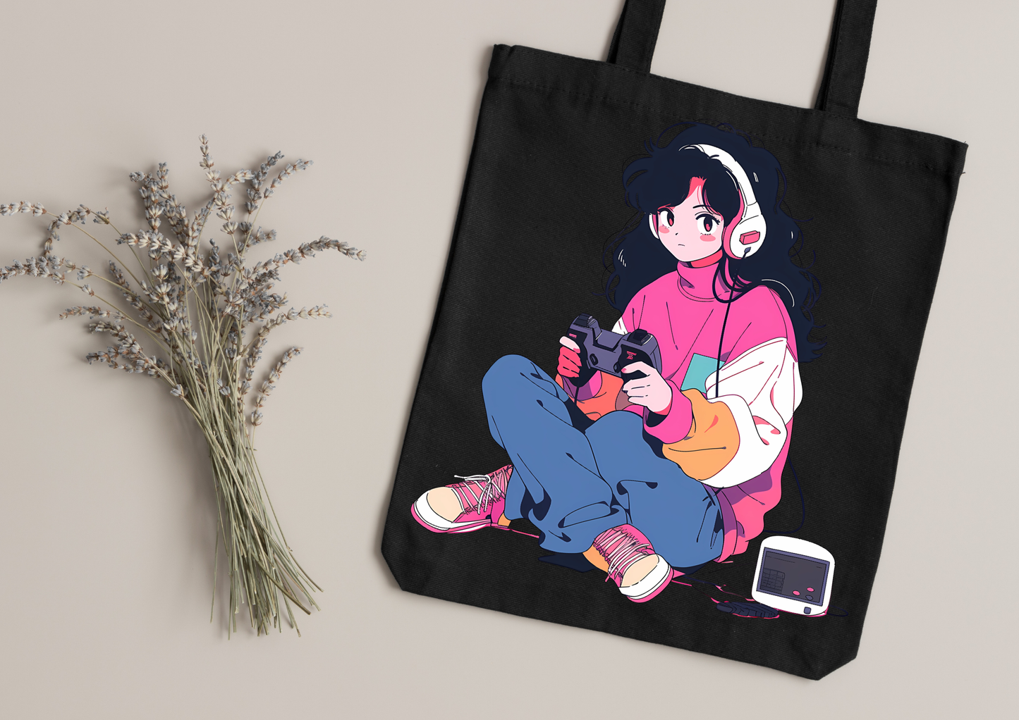 Tote Bag Retro Anime Nostalgia – 61 modèles au choix – Noir ou Blanc