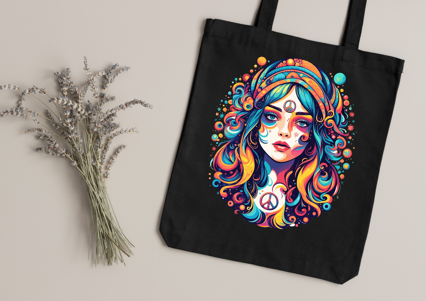 Tote Bag Psychedelic Designs – 100 modèles au choix – Noir ou Blanc