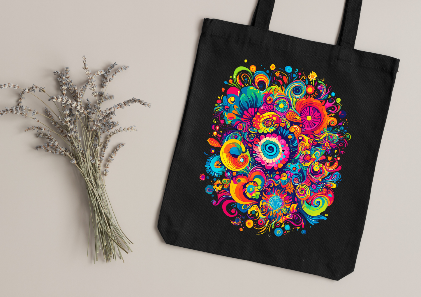Tote Bag Psychedelic Designs – 100 modèles au choix – Noir ou Blanc
