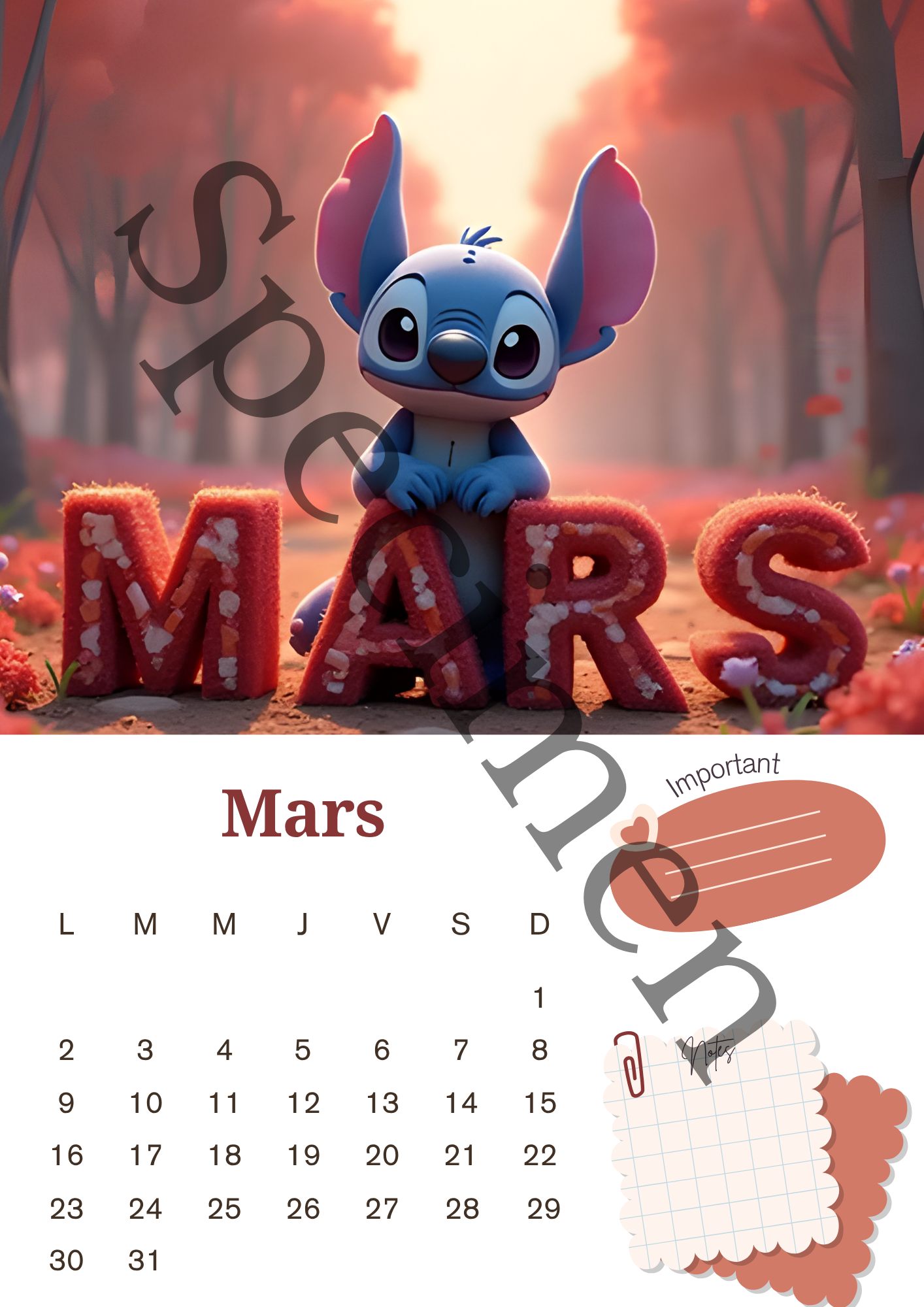 Calendrier Stitch 2026