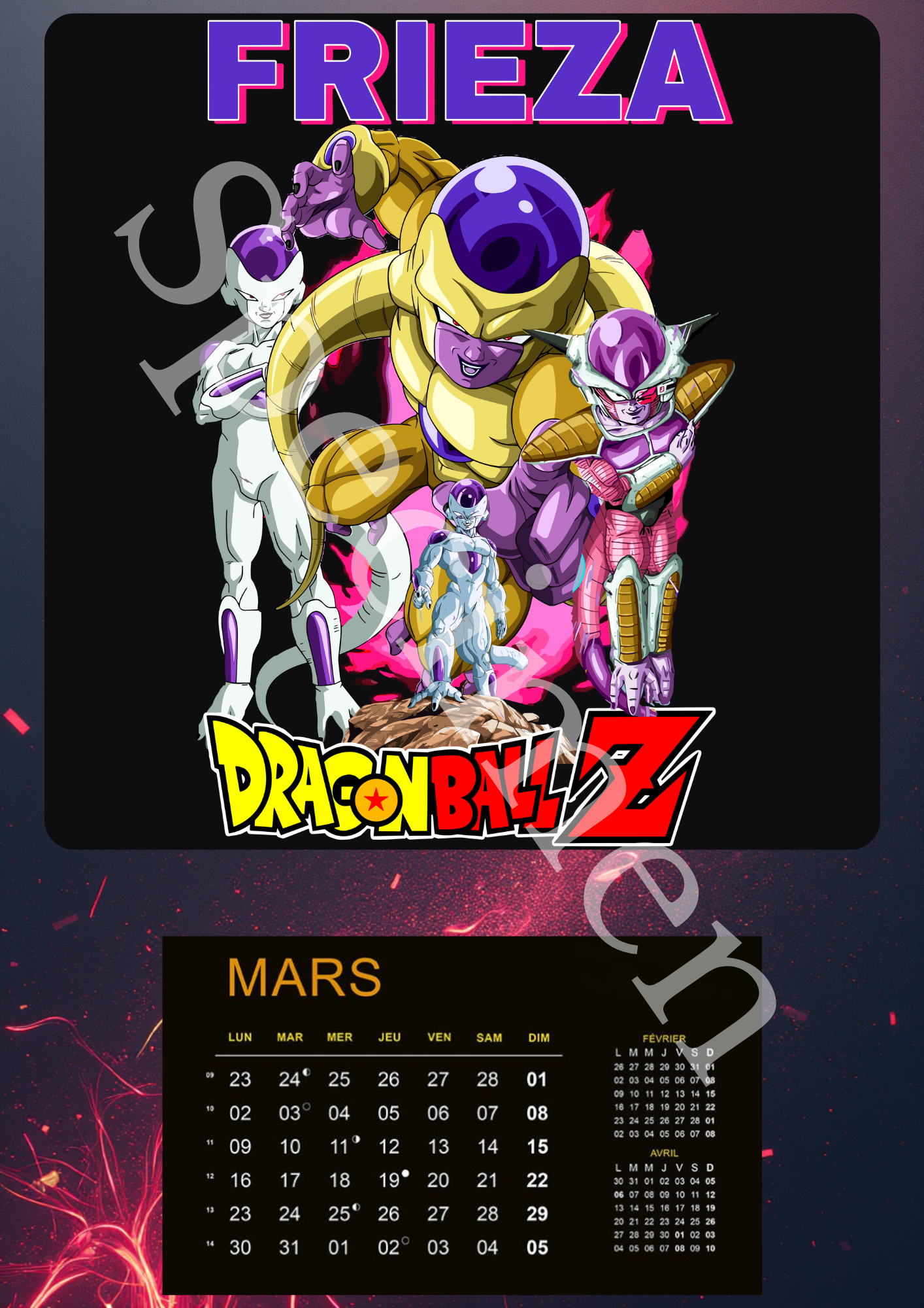 Calendrier Dragon Ball Z 2026