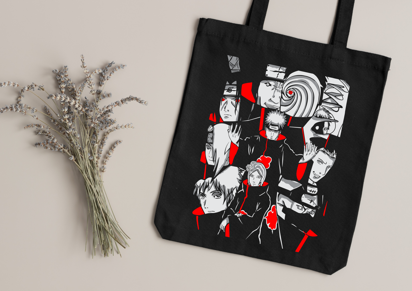 Tote Bag Anime – 104 modèles au choix – Noir