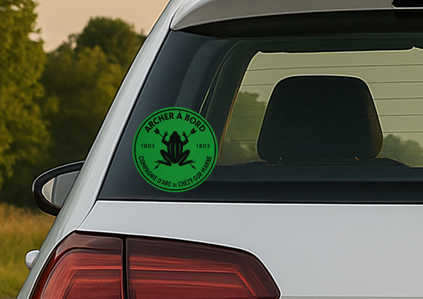🏹🐸 Sticker “Archer à Bord” – Compagnie d’Arc de Chézy-sur-Marne