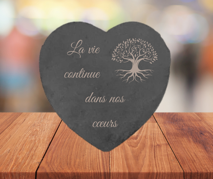 ❤️ Ardoise funéraire en forme de cœur – Motifs Arbre de vie