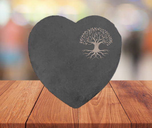❤️ Ardoise funéraire en forme de cœur – Motifs Arbre de vie