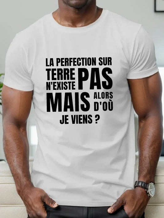 Humorous T-shirt "Perfection on Earth doesn't exist... so where did I come from?"