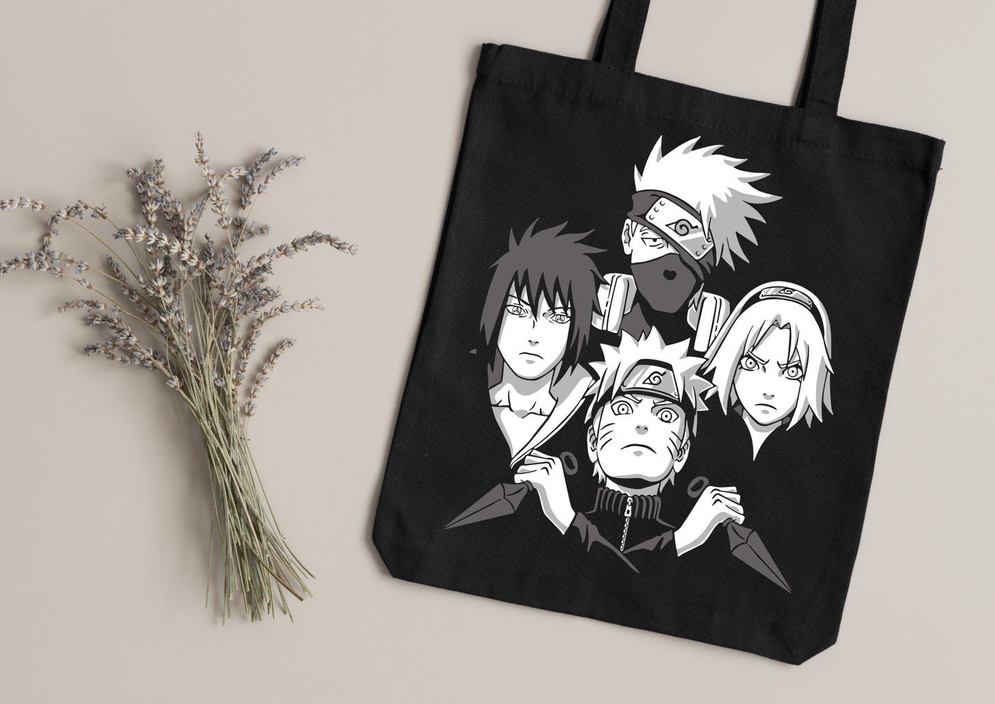 Tote Bag Anime – 104 modèles au choix – Noir