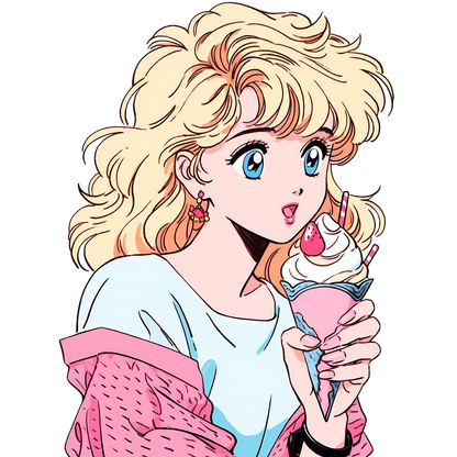 Retro Anime Nostalgia – Fichier PNG Haute Qualité – Modèle au choix